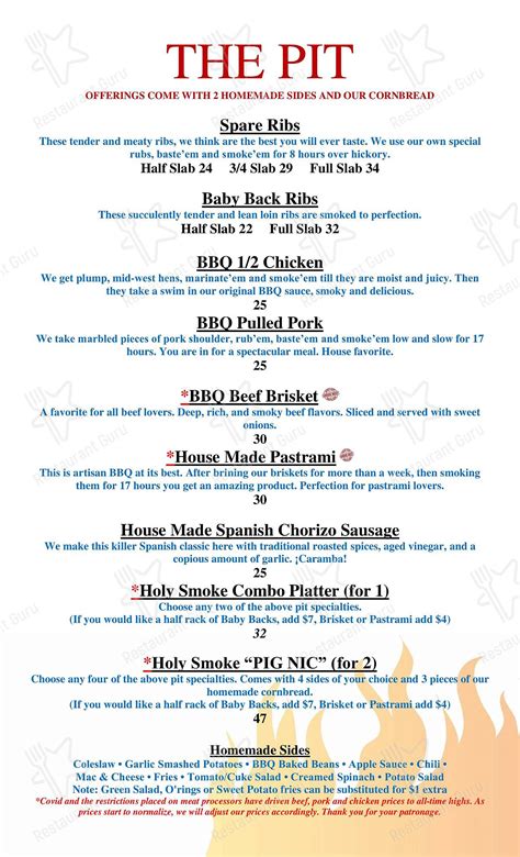holy smoke mahopac menu